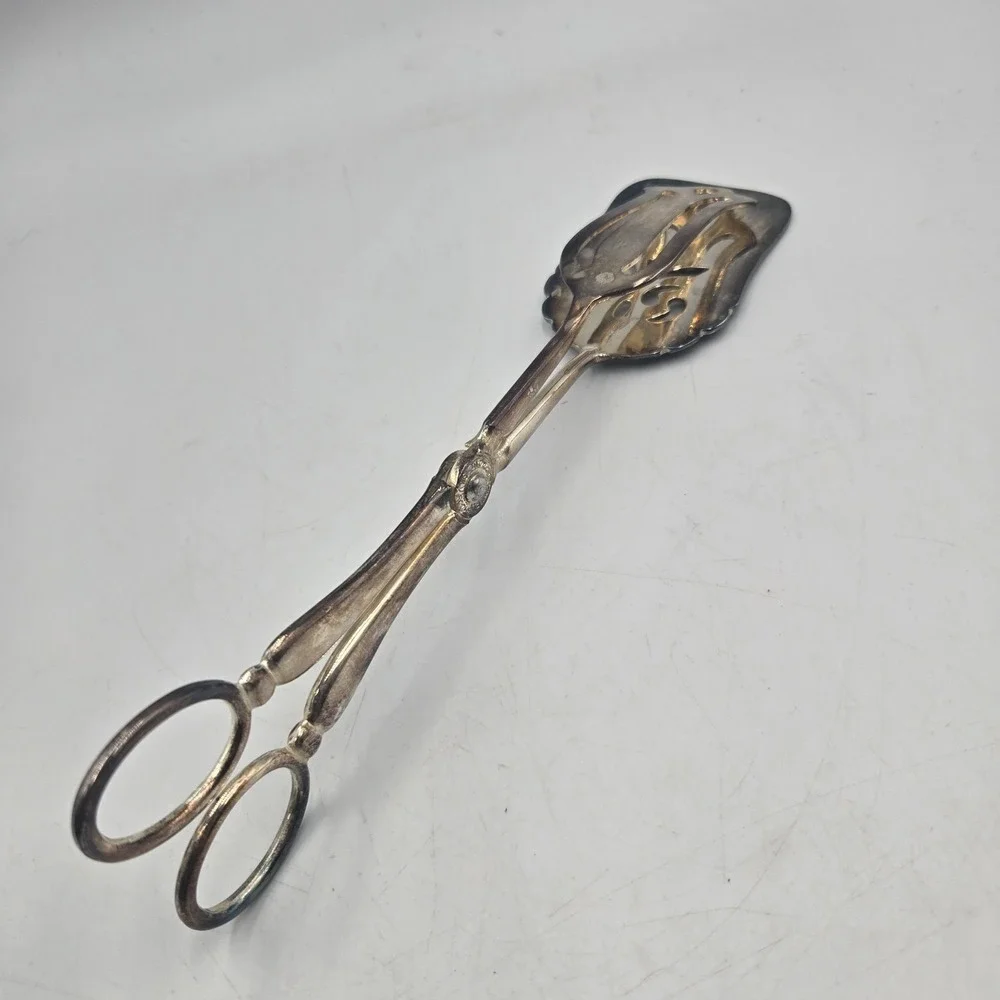 VTG Italian Leonard Silver Plated Scissor Salad‎ Tongs 8.25